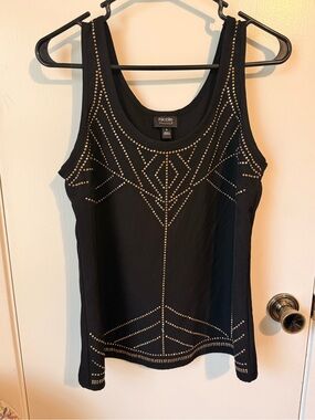Black Tank Top with Gold Studs